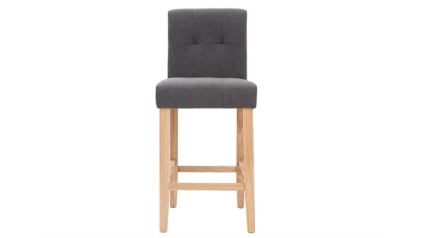 Tabourets De Bar Capitonnés Gris Foncé Et Bois H66 Cm (lot De 2) ESTER jusqu'à 3