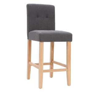 Tabourets De Bar Capitonnés Gris Foncé Et Bois H66 Cm (lot De 2) ESTER jusqu'à 13