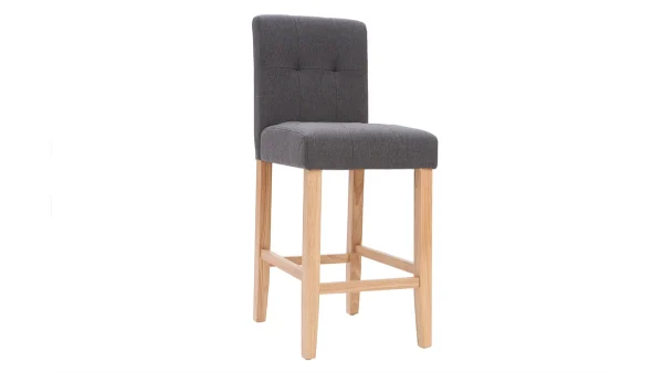 Tabourets De Bar Capitonnés Gris Foncé Et Bois H66 Cm (lot De 2) ESTER jusqu'à 4