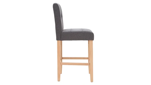 Tabourets De Bar Capitonnés Gris Foncé Et Bois H66 Cm (lot De 2) ESTER jusqu'à 5