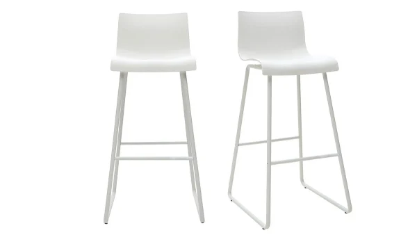 Tabourets De Bar Design Blanc 76 Cm (lot De 2) ONA 1