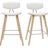 Tabourets De Bar Design Blanc Et Bois Clair H69 Cm (lot De 2) VASCO site pas cher 26