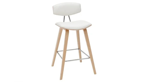 Tabourets De Bar Design Blanc Et Bois Clair H69 Cm (lot De 2) VASCO site pas cher 4
