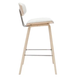 Tabourets De Bar Design Blanc Et Bois Clair H69 Cm (lot De 2) VASCO site pas cher 16
