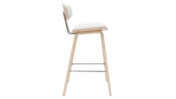 Tabourets De Bar Design Blanc Et Bois Clair H69 Cm (lot De 2) VASCO site pas cher 5