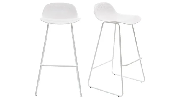 Tabourets De Bar Design Blancs H71 Cm (lot De 2) ELLA 1