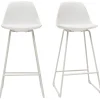 Tabourets De Bar Design Blancs Pieds Métal 65 Cm (lot De 2) FRANZ 22
