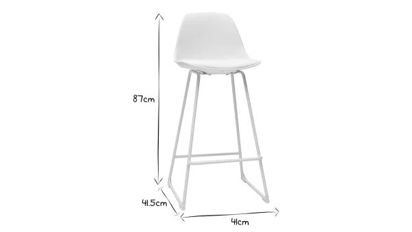 Tabourets De Bar Design Blancs Pieds Métal 65 Cm (lot De 2) FRANZ Large choix en ligne 10