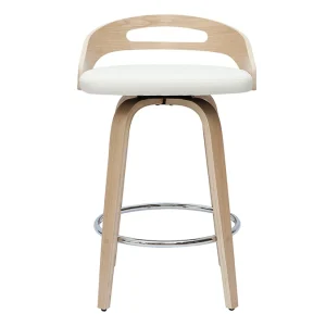 Couleurs variées Tabourets De Bar Design Bois Clair Et Polyuréthane Blanc 65cm (lot De 2) MANO 12