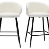 Large choix en ligne Tabourets De Bar Design En Tissu Effet Laine Bouclée Et Métal Noir (lot De 2) ROSALIE 22
