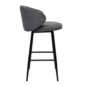 a Prix Discount Tabourets De Bar Design En Tissu Effet Velours Gris Et Métal Noir (lot De 2) ROSALIE 14