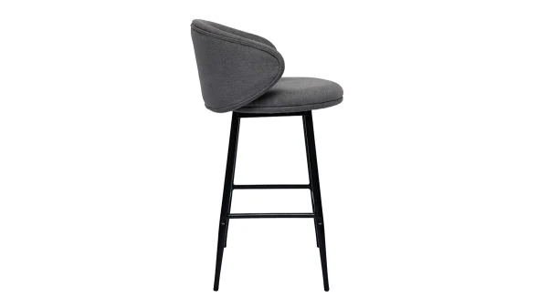 a Prix Discount Tabourets De Bar Design En Tissu Effet Velours Gris Et Métal Noir (lot De 2) ROSALIE 5