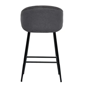 a Prix Discount Tabourets De Bar Design En Tissu Effet Velours Gris Et Métal Noir (lot De 2) ROSALIE 16