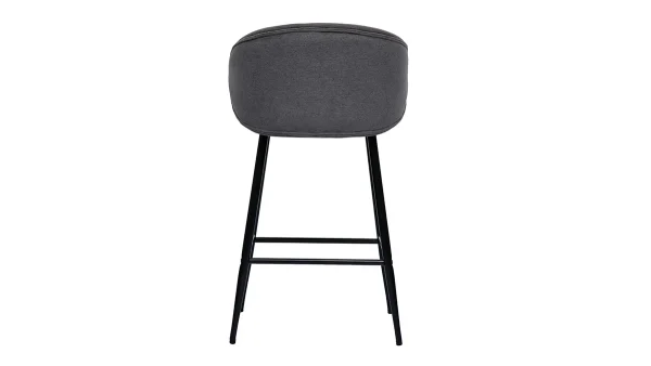 a Prix Discount Tabourets De Bar Design En Tissu Effet Velours Gris Et Métal Noir (lot De 2) ROSALIE 6
