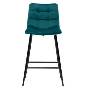 à prix d'occasion Tabourets De Bar Design En Velours Bleu Pétrole H65 Cm (lot De 2) MAXWELL 11