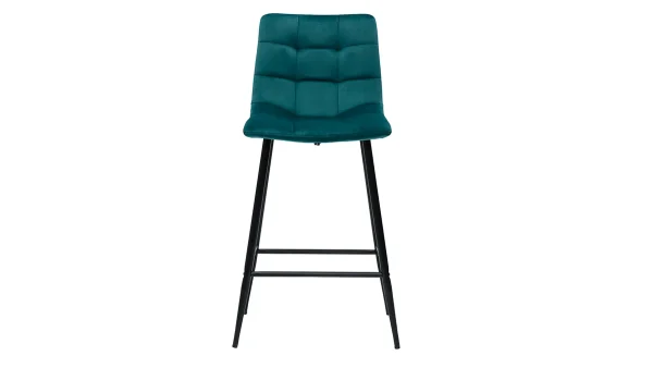 à prix d'occasion Tabourets De Bar Design En Velours Bleu Pétrole H65 Cm (lot De 2) MAXWELL 3