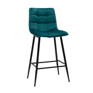 à prix d'occasion Tabourets De Bar Design En Velours Bleu Pétrole H65 Cm (lot De 2) MAXWELL 13