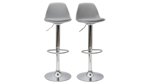 Tabourets De Bar Design Gris Clair (lot De 2) STEEVY 1