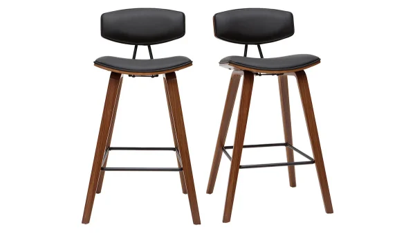 Tabourets De Bar Design Noir Et Bois Foncé H69 Cm (lot De 2) VASCO magasin pas cher 1