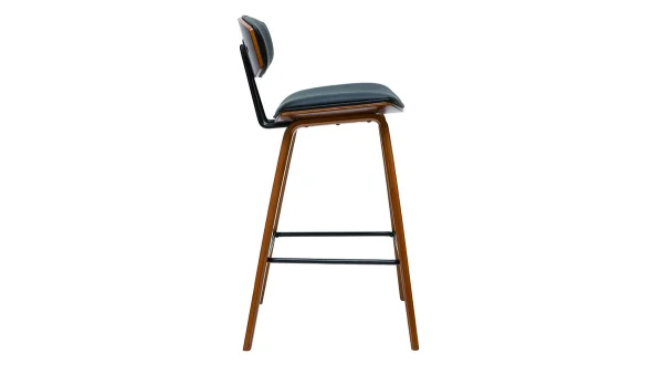 Tabourets De Bar Design Noir Et Bois Foncé H69 Cm (lot De 2) VASCO magasin pas cher 5