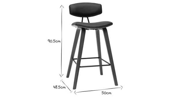 Tabourets De Bar Design Noir Et Bois Foncé H69 Cm (lot De 2) VASCO magasin pas cher 8