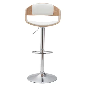 Tabourets De Bar Design Réglables En Polyuréthane Blanc Et Bois Clair (lot De 2) EUSTACHE 11