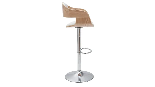 Tabourets De Bar Design Réglables En Polyuréthane Blanc Et Bois Clair (lot De 2) EUSTACHE 5