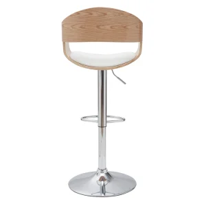 Tabourets De Bar Design Réglables En Polyuréthane Blanc Et Bois Clair (lot De 2) EUSTACHE 17