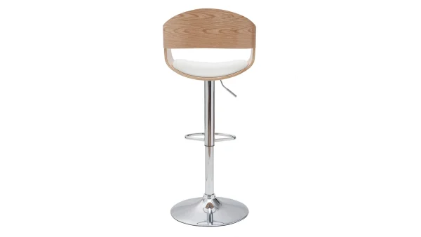 Tabourets De Bar Design Réglables En Polyuréthane Blanc Et Bois Clair (lot De 2) EUSTACHE 6