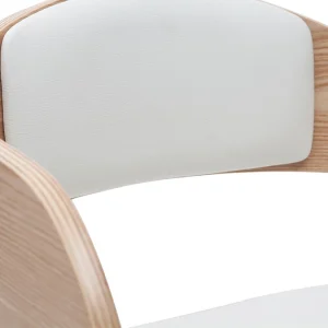 Tabourets De Bar Design Réglables En Polyuréthane Blanc Et Bois Clair (lot De 2) EUSTACHE 19
