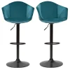 magasin solde Tabourets De Bar Design Réglables Velours Bleu Pétrole (lot De 2) TAYA 20