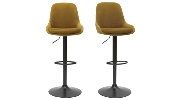 Tabourets De Bar Design Réglables Velours Bronze (lot De 2) HOLO de garantie authentique 1