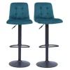 site officiel Tabourets De Bar Design Réglables Velours Gaufré Bleu Pétrole (lot De 2) ESCAPE 20