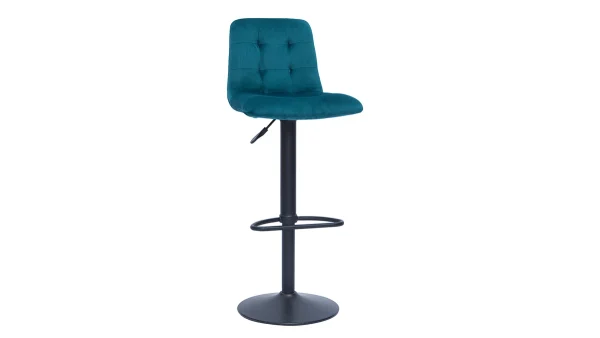 site officiel Tabourets De Bar Design Réglables Velours Gaufré Bleu Pétrole (lot De 2) ESCAPE 4