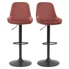 Tabourets De Bar Design Réglables Velours Rouge Tomette (lot De 2) HOLO 17