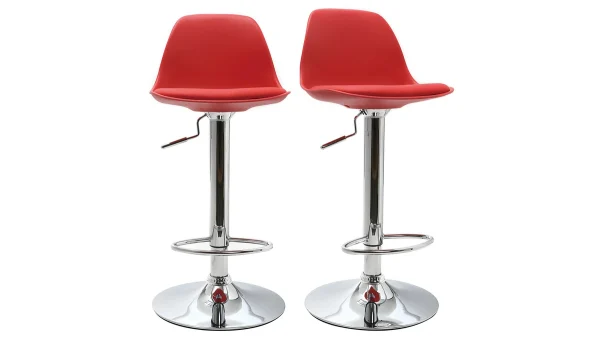 Tabourets De Bar Design Rouges (lot De 2) STEEVY 1