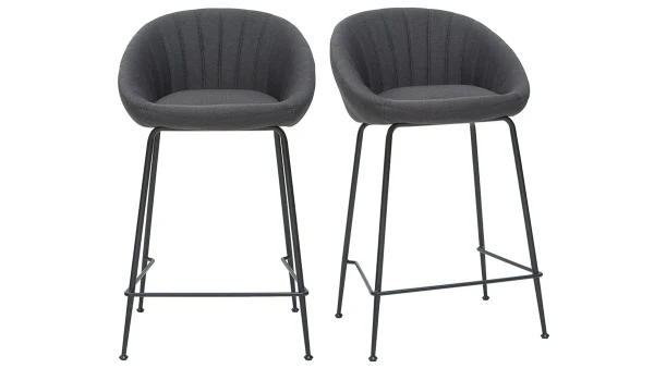 prix le plus bas Tabourets De Bar Design Tissu Gris Foncé 65 Cm (lot De 2) SHERU 1