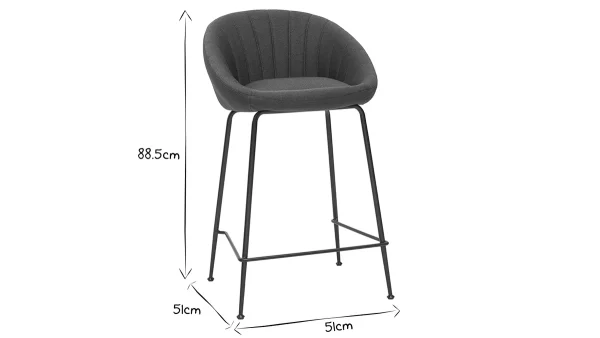 prix le plus bas Tabourets De Bar Design Tissu Gris Foncé 65 Cm (lot De 2) SHERU 8