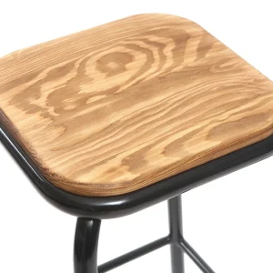 boutique en ligne Tabourets De Bar Empilables Noir Et Bois Foncé H65 Cm (lot De 2) MEMPHIS 14