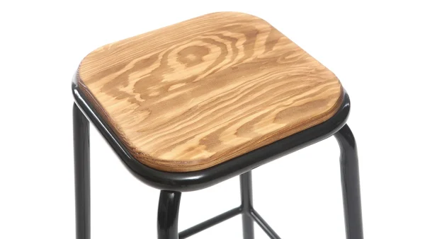 boutique en ligne Tabourets De Bar Empilables Noir Et Bois Foncé H65 Cm (lot De 2) MEMPHIS 5