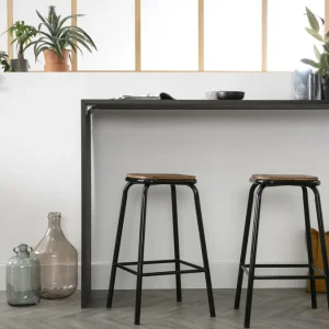 boutique en ligne Tabourets De Bar Empilables Noir Et Bois Foncé H65 Cm (lot De 2) MEMPHIS 16