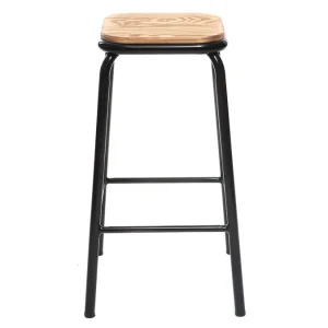 boutique en ligne Tabourets De Bar Empilables Noir Et Bois Foncé H65 Cm (lot De 2) MEMPHIS 10