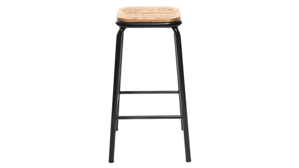 boutique en ligne Tabourets De Bar Empilables Noir Et Bois Foncé H65 Cm (lot De 2) MEMPHIS 3