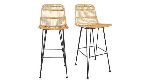 luxe soldes Tabourets De Bar En Rotin (lot De 2) MALACCA 1