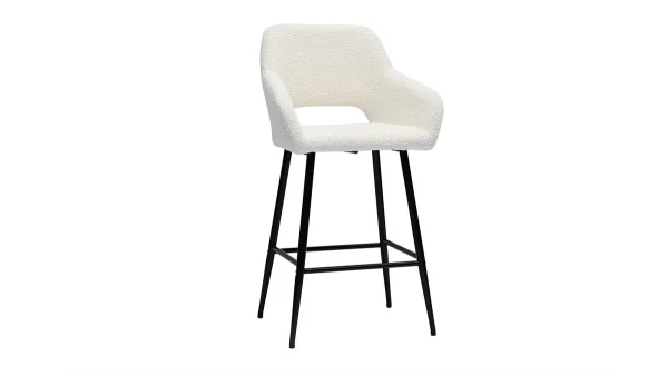 boutique Tabourets De Bar En Tissu Effet Laine Bouclée Et Métal H65 Cm (lot De 2) LAURETTE 4
