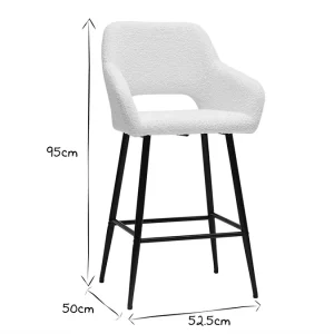 boutique Tabourets De Bar En Tissu Effet Laine Bouclée Et Métal H65 Cm (lot De 2) LAURETTE 22