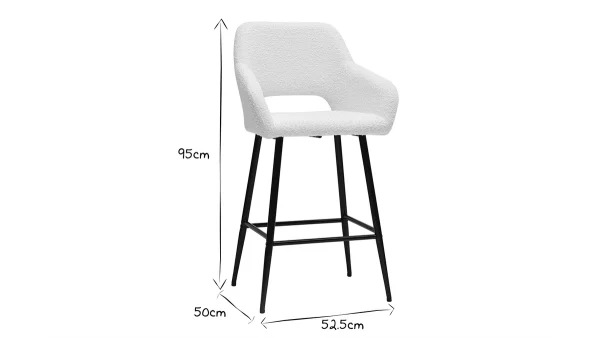 boutique Tabourets De Bar En Tissu Effet Laine Bouclée Et Métal H65 Cm (lot De 2) LAURETTE 8