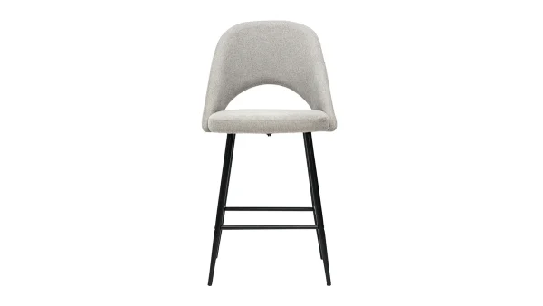 Authentic Original licence Tabourets De Bar En Tissu Effet Velours Texturé Gris H65 Cm (lot De 2) COSETTE 3