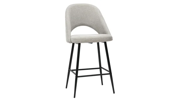 Authentic Original licence Tabourets De Bar En Tissu Effet Velours Texturé Gris H65 Cm (lot De 2) COSETTE 4