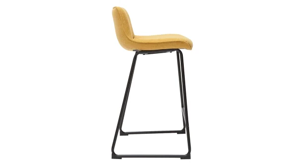 Tabourets De Bar En Tissu Effet Velours Texturé Jaune Moutarde Et Métal H65 Cm (lot De 2) BOOST 5